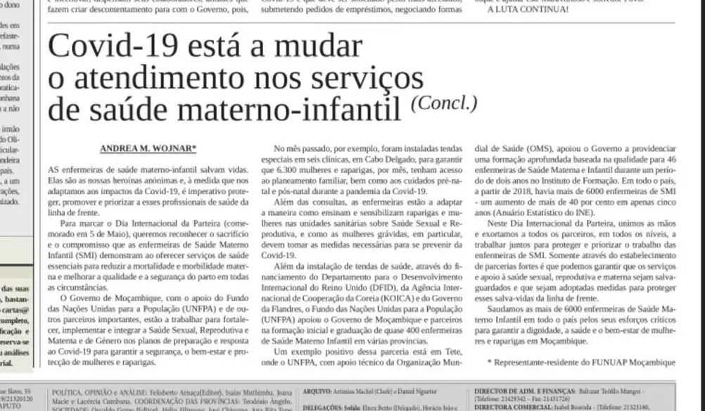 O COVID-19 está a mudar o atendimento nos serviços de saúde materno-infantil