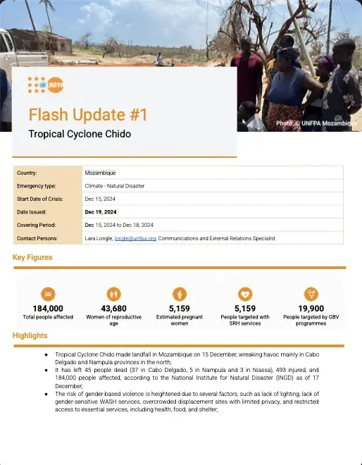 Flash Update #1 - Cyclone Chido 