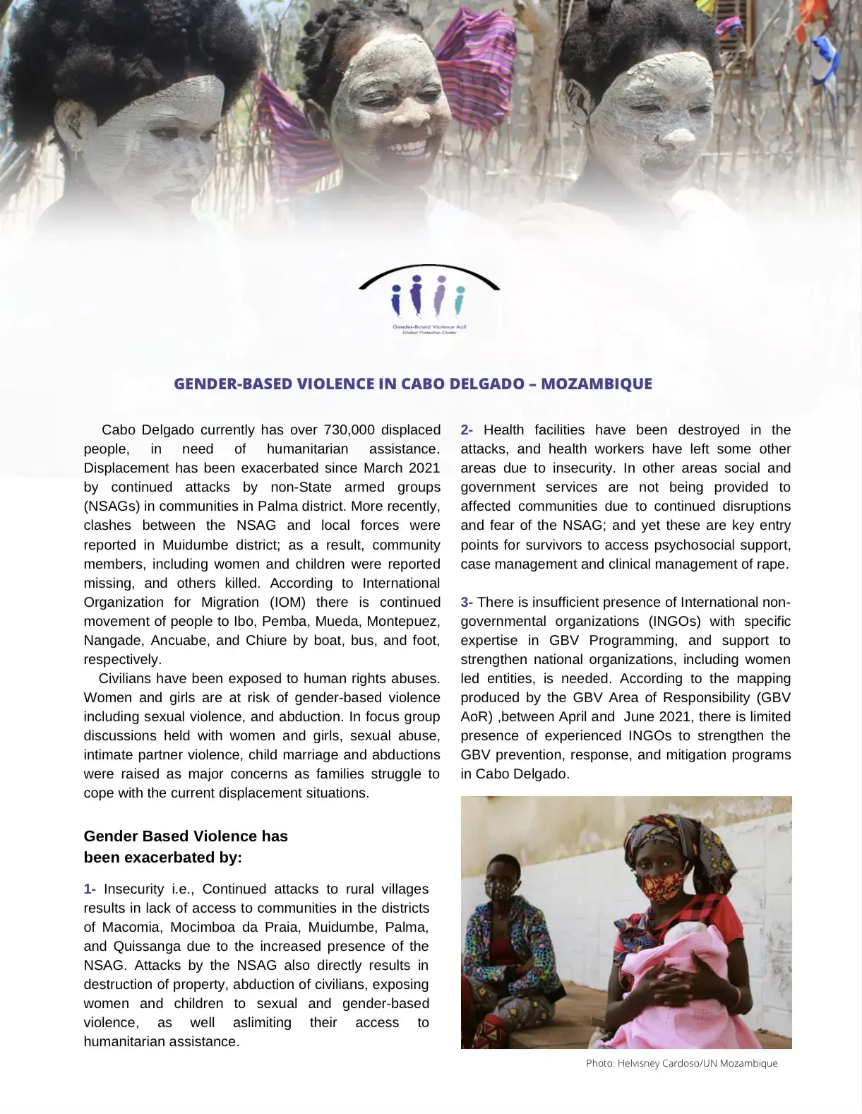 GBV AoR (Area of Responsibility) Advocacy Note for Cabo Delgado