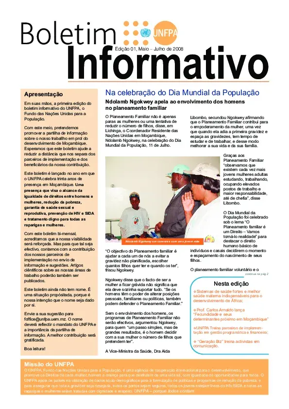 Boletim Informativo do UNFPA - Moçambique 1